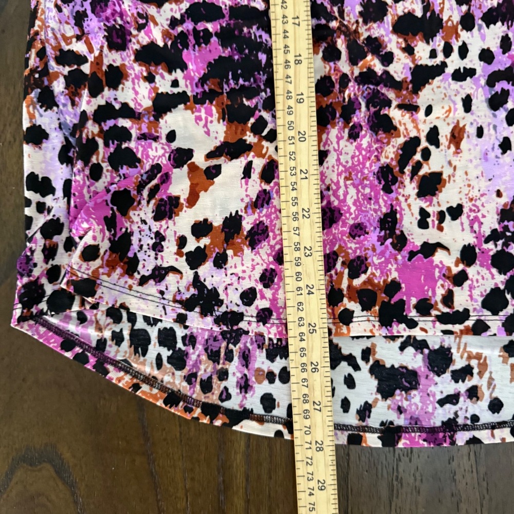 Dear Scarlett Womens XL Purple Pink Abstract Animal Print V-Neck Flutter Top - Picture 6 of 7